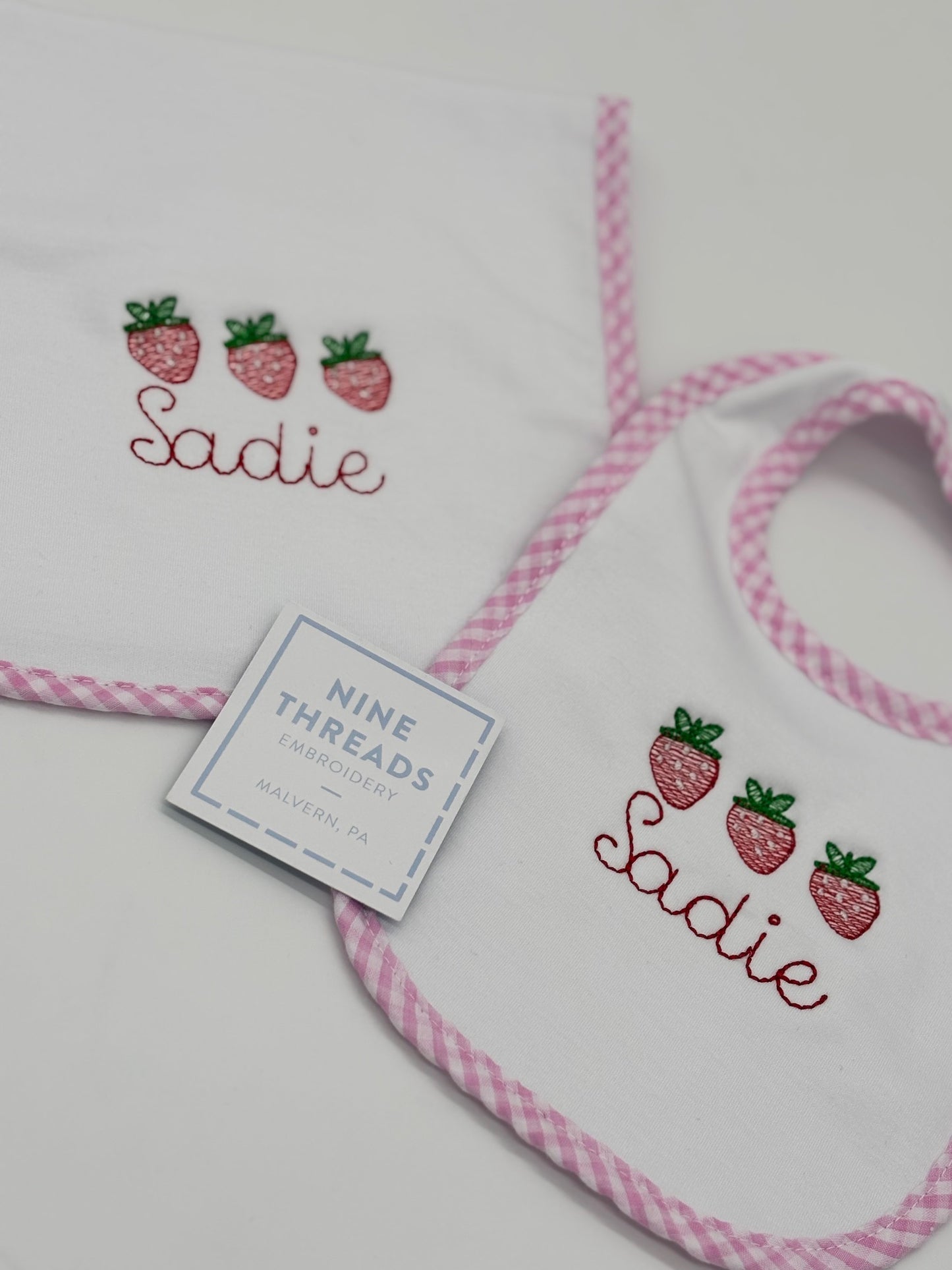 Strawberry Gingham Bib