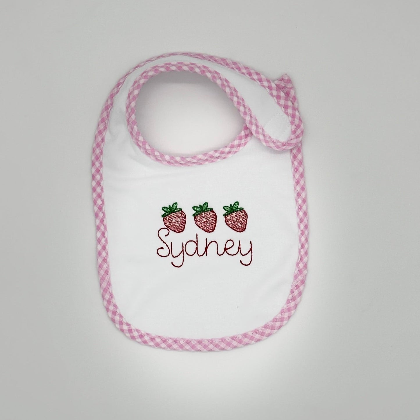 Strawberry Gingham Bib