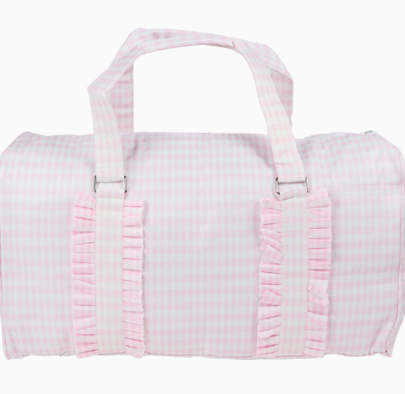 Pink Gingham Nylon Duffle Bag