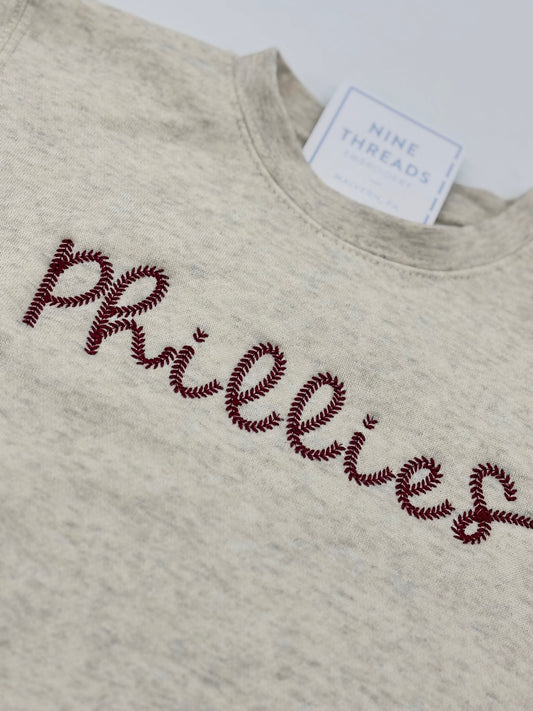 Toddler or Youth Phillies Baseball Stitch Crewneck