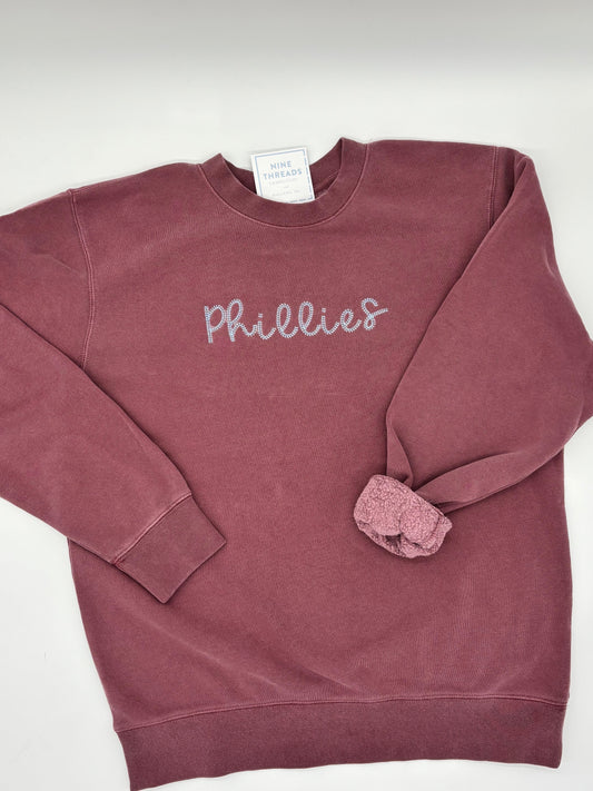 Phillies Baseball Stitch Adult Crewneck Sweatshirt