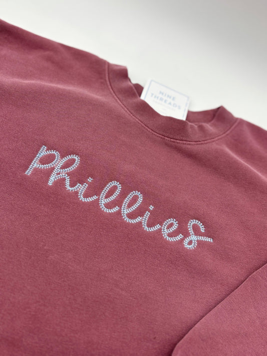 Phillies Baseball Stitch Adult Crewneck Sweatshirt