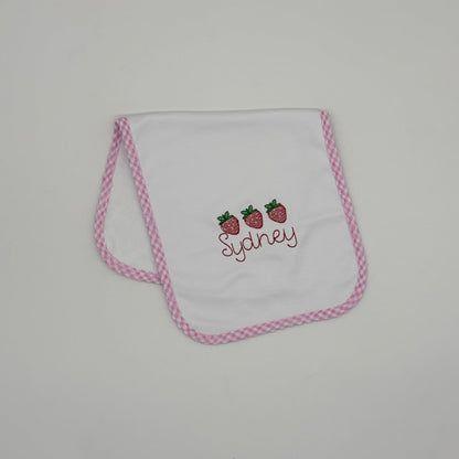 Strawberry Gingham Burp Cloth