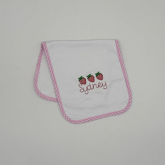 Strawberry Gingham Burp Cloth
