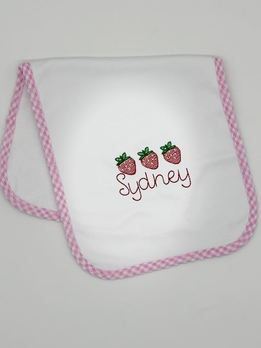 Strawberry Gingham Burp Cloth
