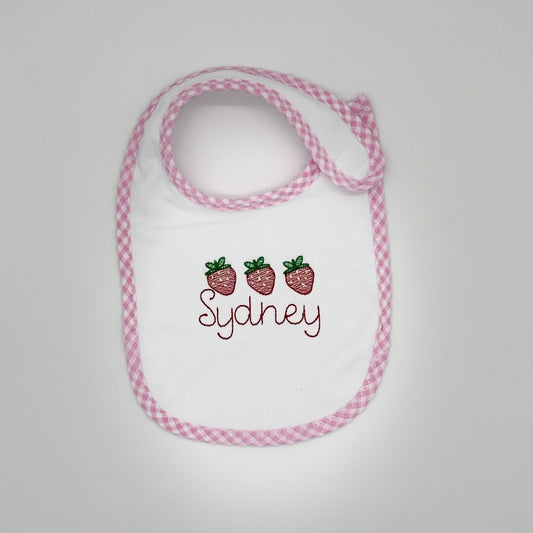 Strawberry Gingham Bib