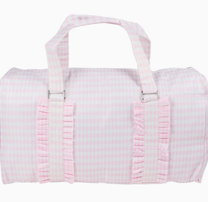 Pink Gingham Nylon Duffle Bag