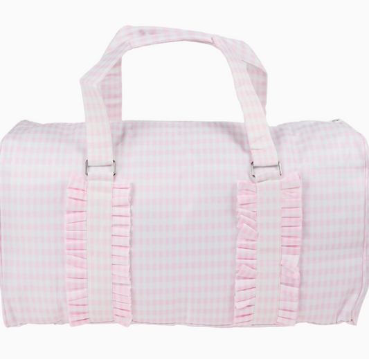 Pink Gingham Nylon Duffle Bag